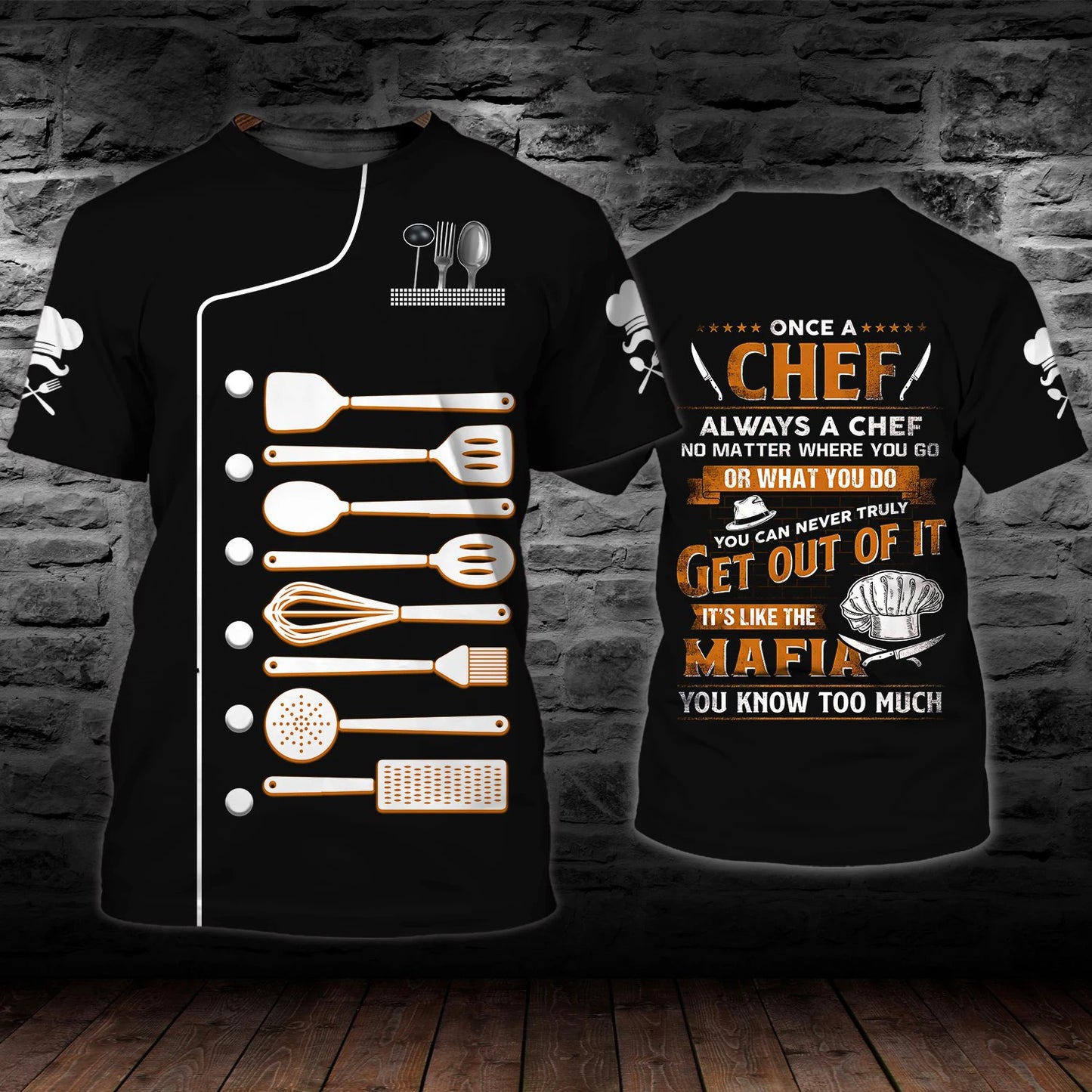 tablier de cuisine avec inscription face et de dos avec orange