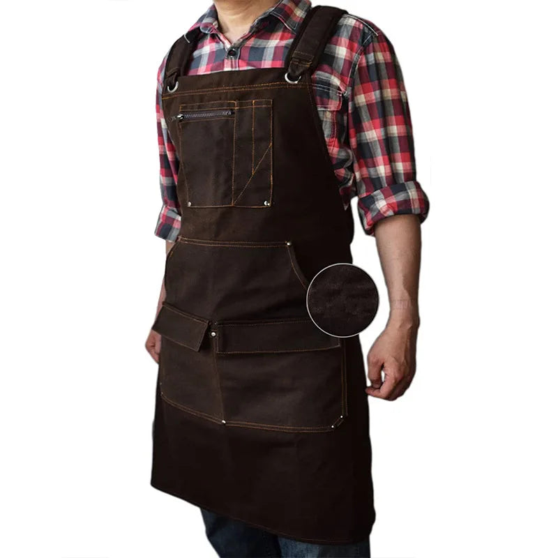 tablier de cuisine en toile cirée marron