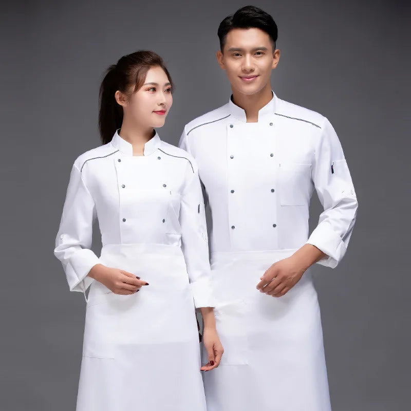 blouse et tablier de cuisine blanc