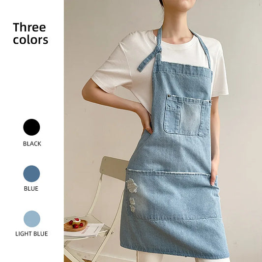 tablier bleu de cuisine