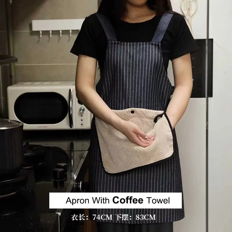 tablier blouse et torchon de cuisine café