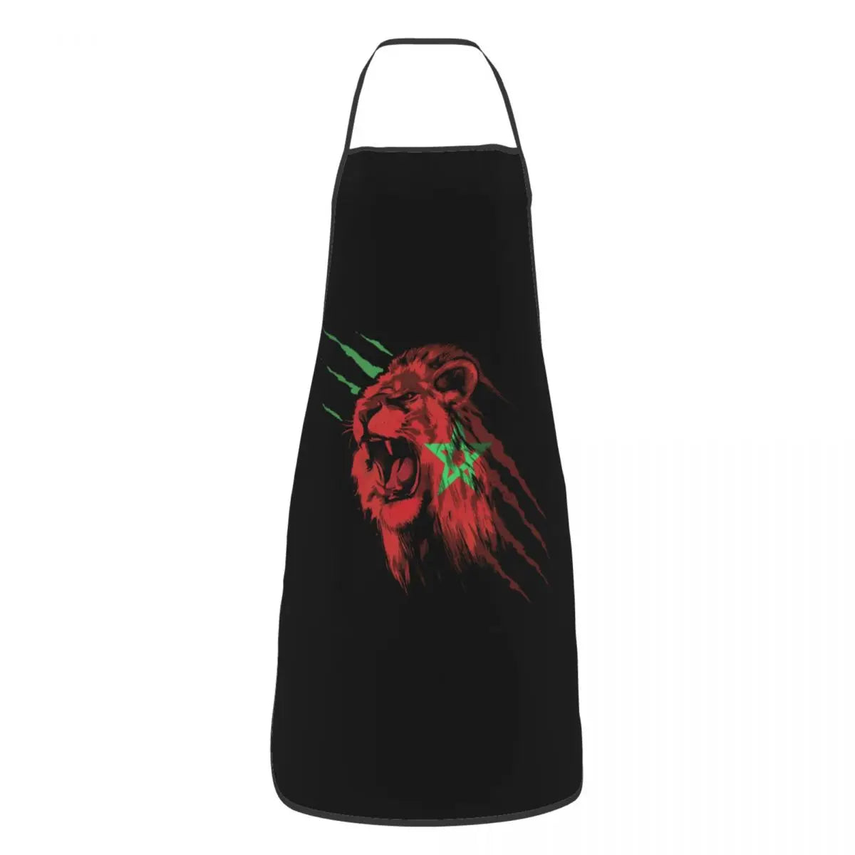 tablier de cuisine Maroc noir avec Lion rouge