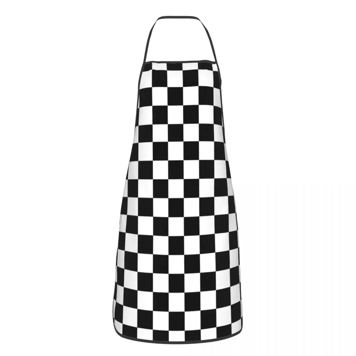 tablier de cuisine a carré blanc style drapeau de course