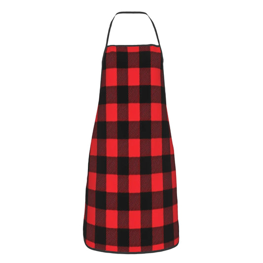 tablier de cuisine a carreaux rouge et noir