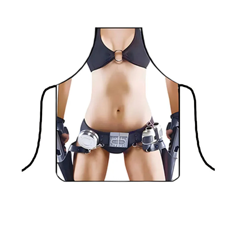 tablier de cuisine adulte femme en bikini armé de pistolets