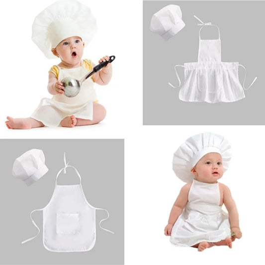 tablier de cuisine bébé deux model sans bébé et montré sur deux bébé