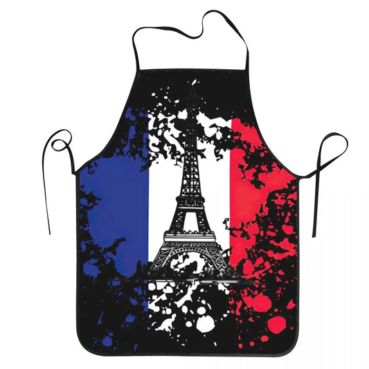 tablier de cuisine bleu blanc rouge avec la tour Eiffel