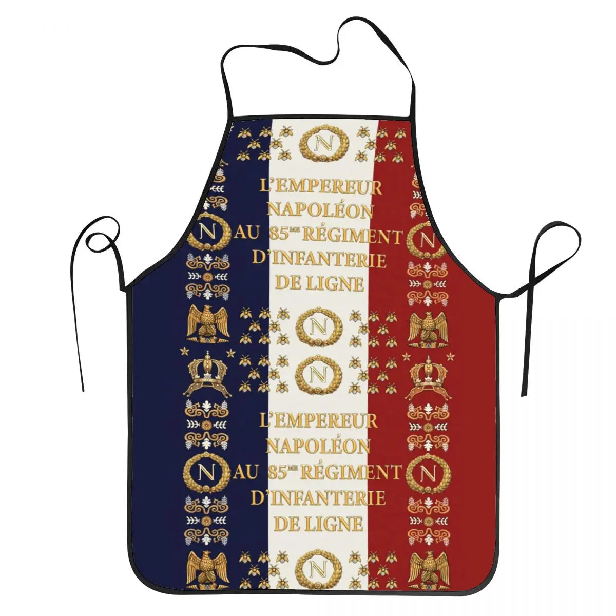tablier de cuisine bleu blanc rouge avec une phrase de Napoléon