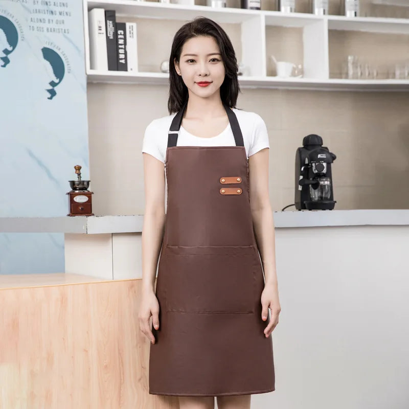 tablier de cuisine cuir femme café