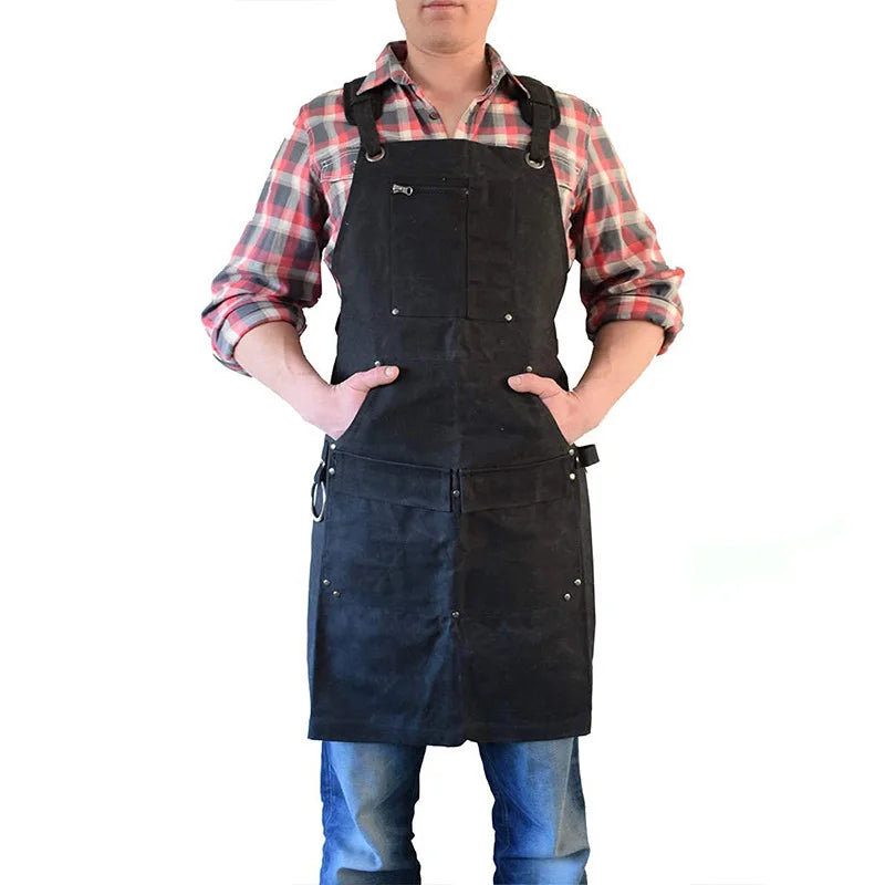tablier de cuisine en toile cirée noir