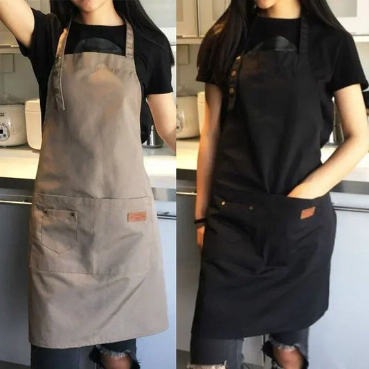 tablier de cuisine femme avec poche deux couleur montré