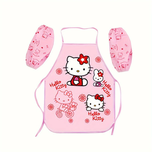un tablier de cuisine hello kitty avec protège manche indépendant