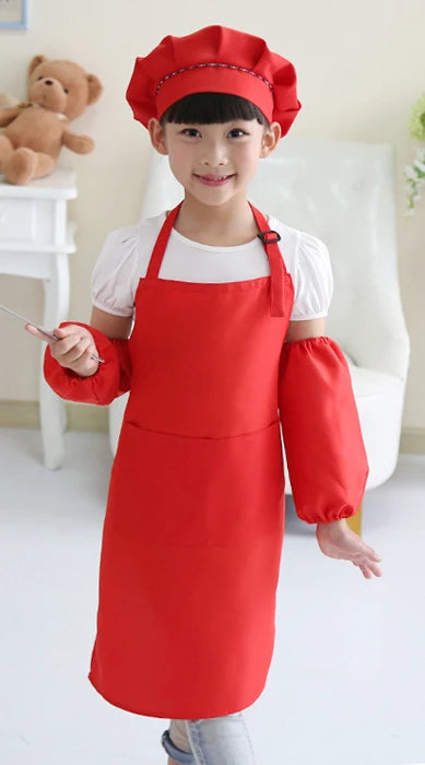 tablier de cuisine pour fillette rouge avec toque