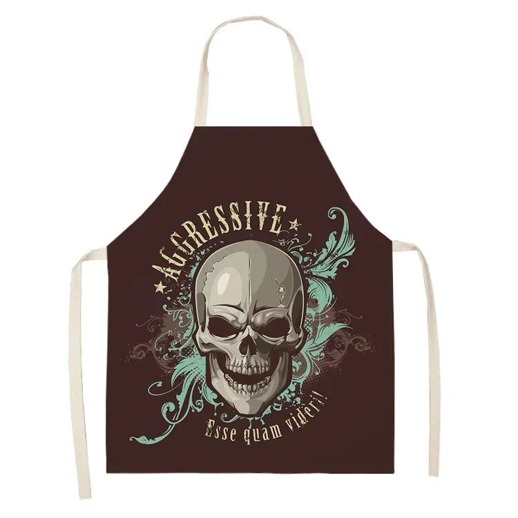 tablier de cuisine tête de mort agressive