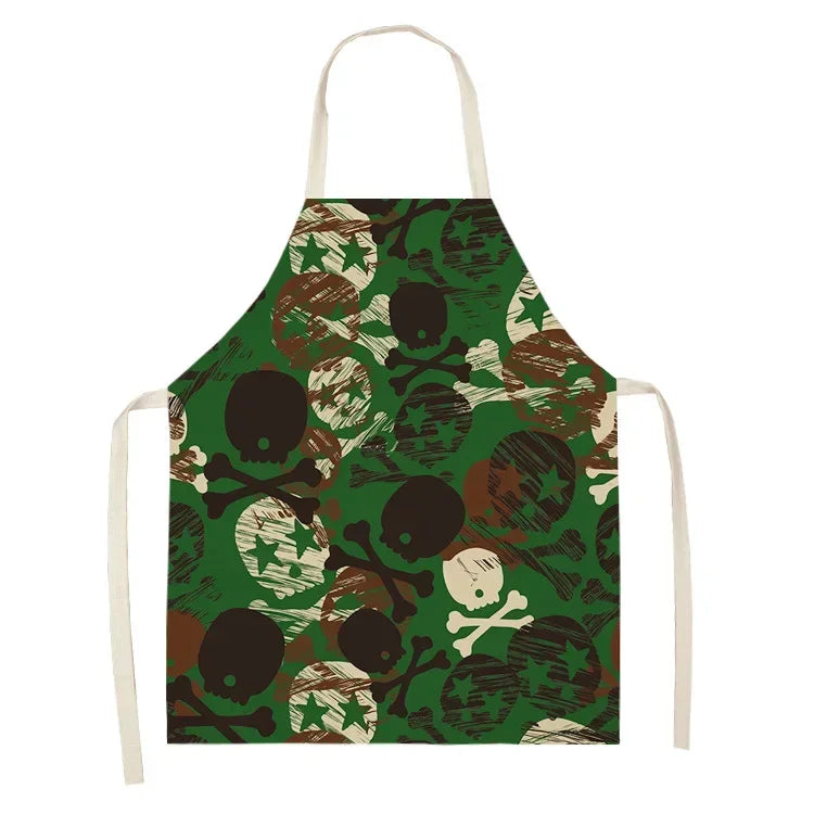 tablier de cuisine tête de mort avec plain de tête différente