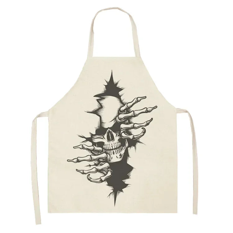 tablier de cuisine tête de mort qui sort du tablier