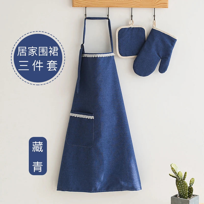 tablier et gant de cuisine bleu