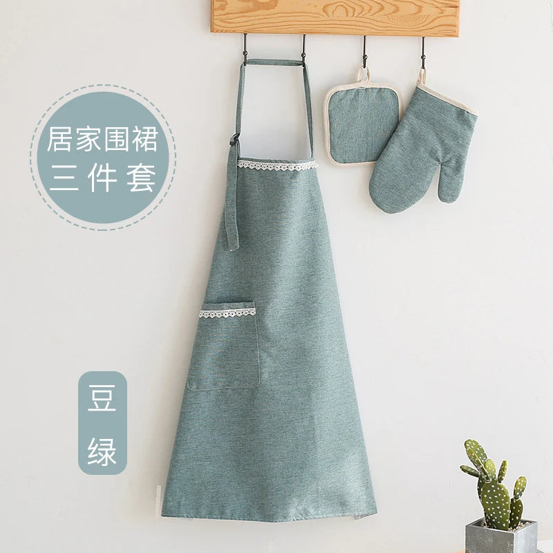 tablier et gant de cuisine vert